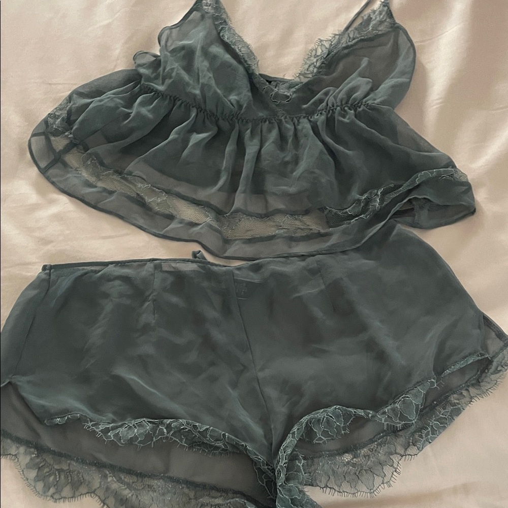 Victoria's Secret Sheer Teal Chemise Set